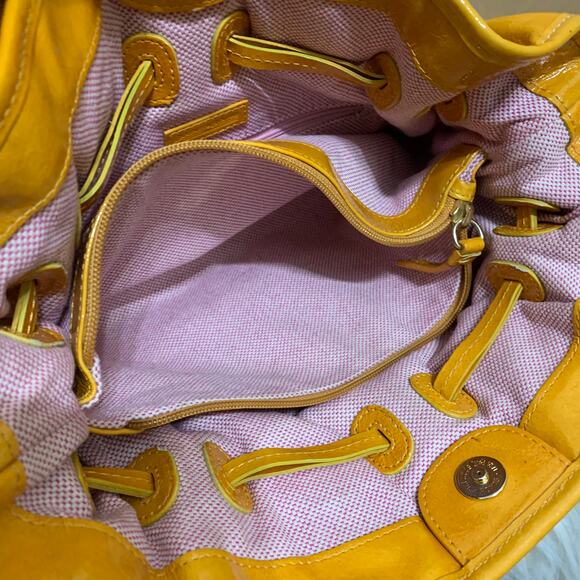 DOONEY & BOURKE Vintage Orange Yellow Small Patent Leather CHIARA D/S Satchel - Picture 10 of 16